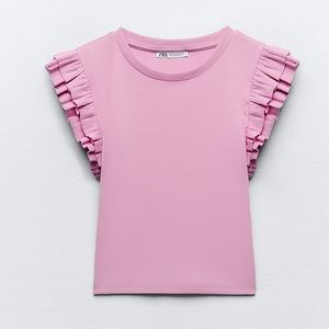 Zara Ruffled Sleeve Top new with tags